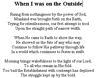 [When I was on the Outside]